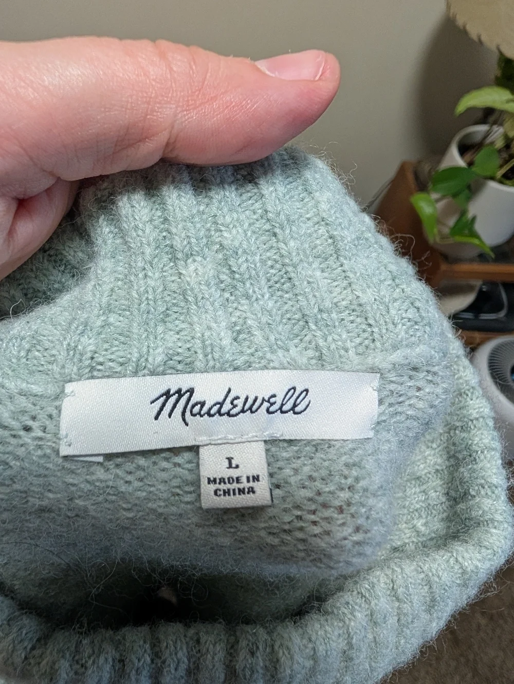 Madewell Mock Neck Sweater Soft Knit Blue Gray Size L